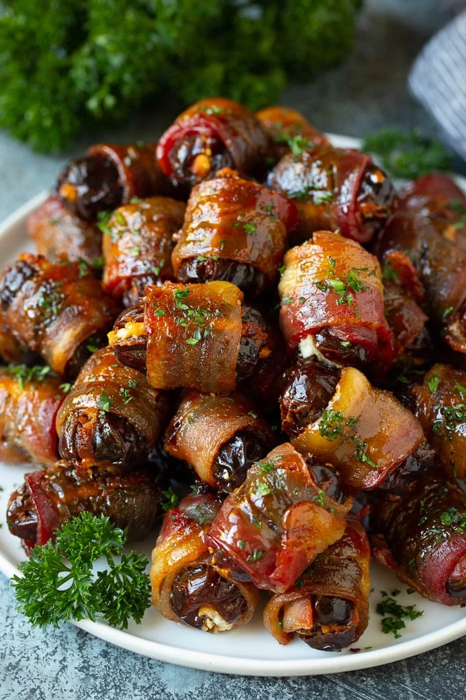 Bacon-wrapped Medjool dates served for a golf and lunch day at a Palm Springs rental